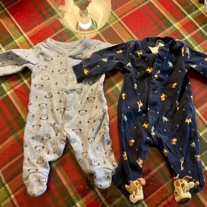 Child of Mine Boys Button Up Footed Pajamas New Born 2 piece